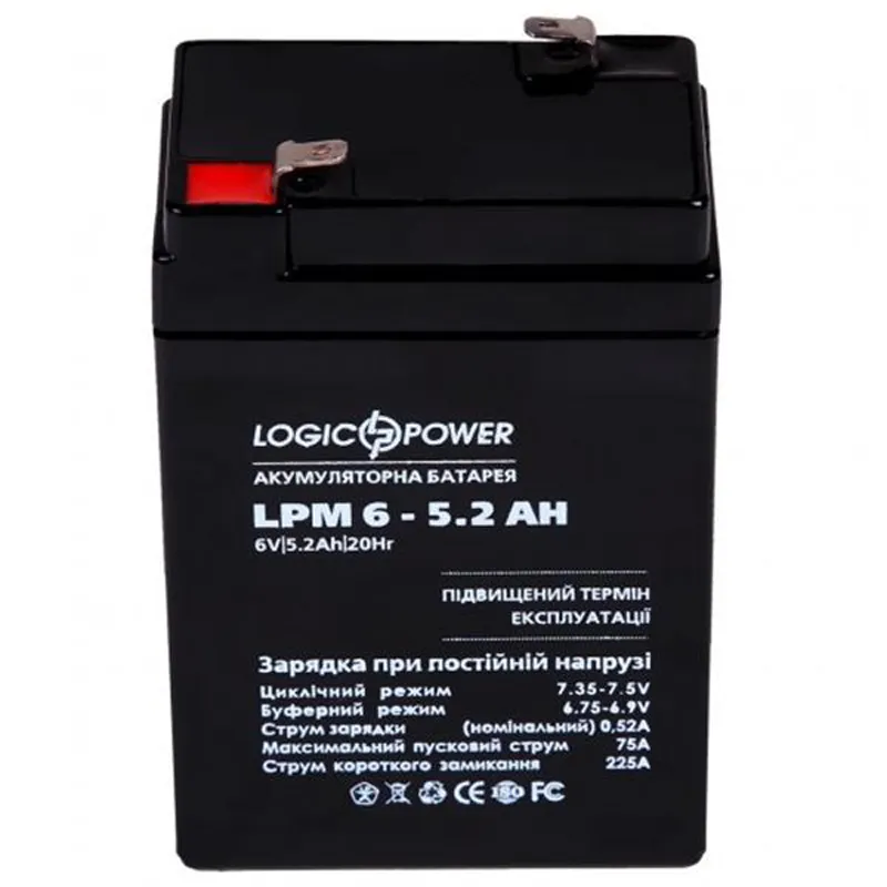 Акумуляторна батарея LogicPower LPM 6V 5.2AH (LPM 6 - 5.2 AH) AGM - зображення 1