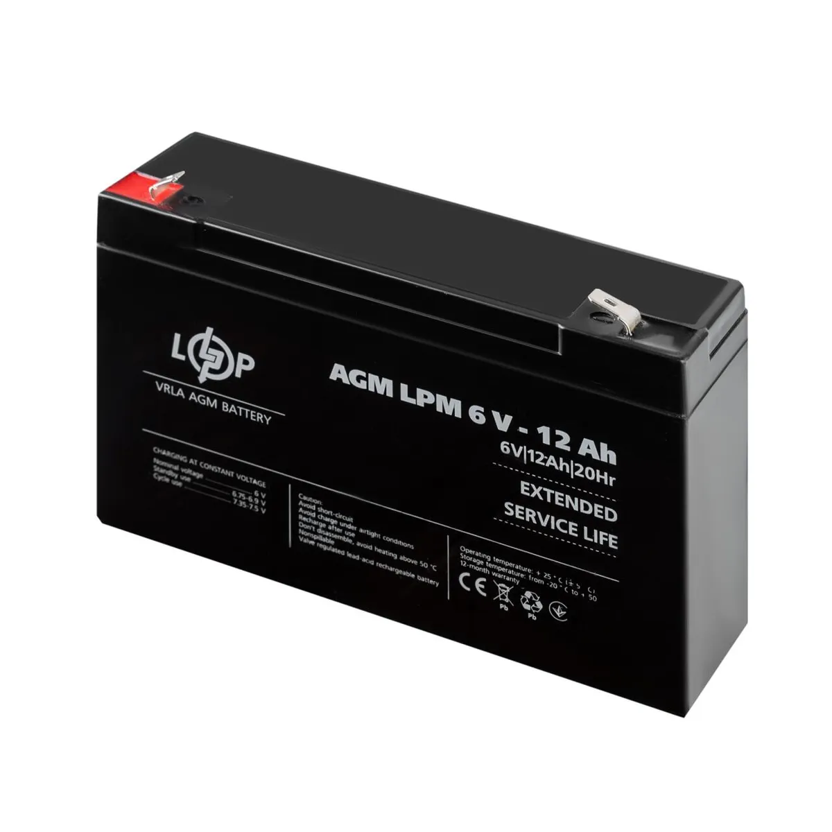 Акумуляторна батарея LogicPower LPM 6V 12AH (LPM 6 - 12 AH) AGM - мініатюра 3