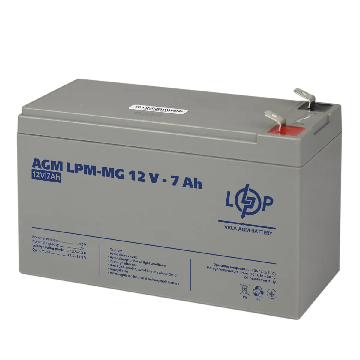 Акумуляторна батарея LogicPower 12V 7AH (LPM-MG 12 - 7 AH) AGM мультигель - зображення 1