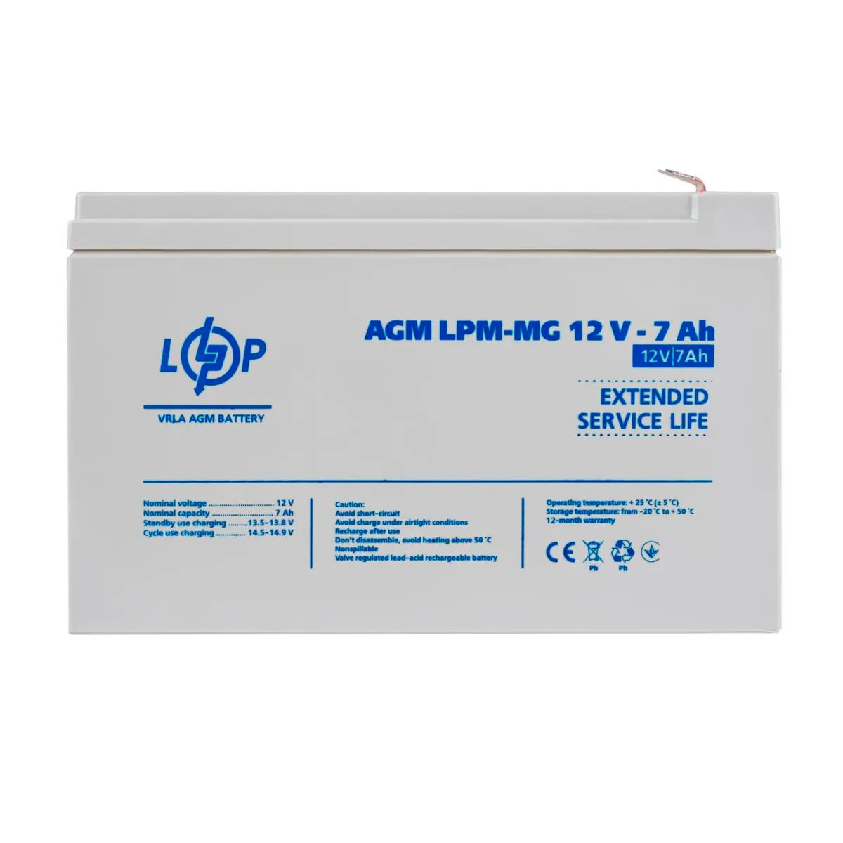 Акумуляторна батарея LogicPower 12V 7AH (LPM-MG 12 - 7 AH) AGM мультигель - мініатюра 2