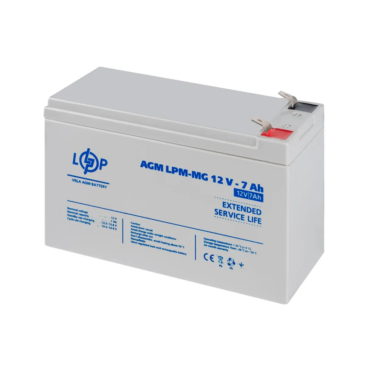 Акумуляторна батарея LogicPower 12V 7AH (LPM-MG 12 - 7 AH) AGM мультигель - мініатюра 5