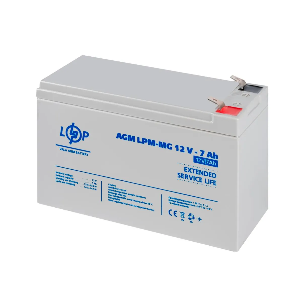Акумуляторна батарея LogicPower 12V 7AH (LPM-MG 12 - 7 AH) AGM мультигель - мініатюра 9