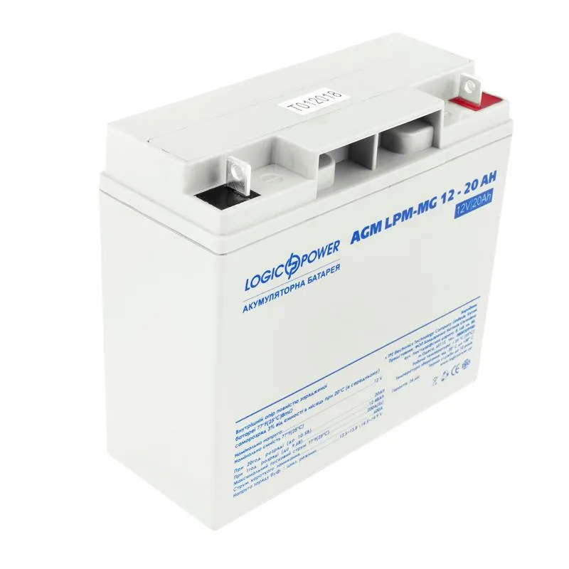Акумуляторна батарея LogicPower 12V 20AH (LPM-MG 12 - 20 AH) AGM мультигель  - мініатюра 2