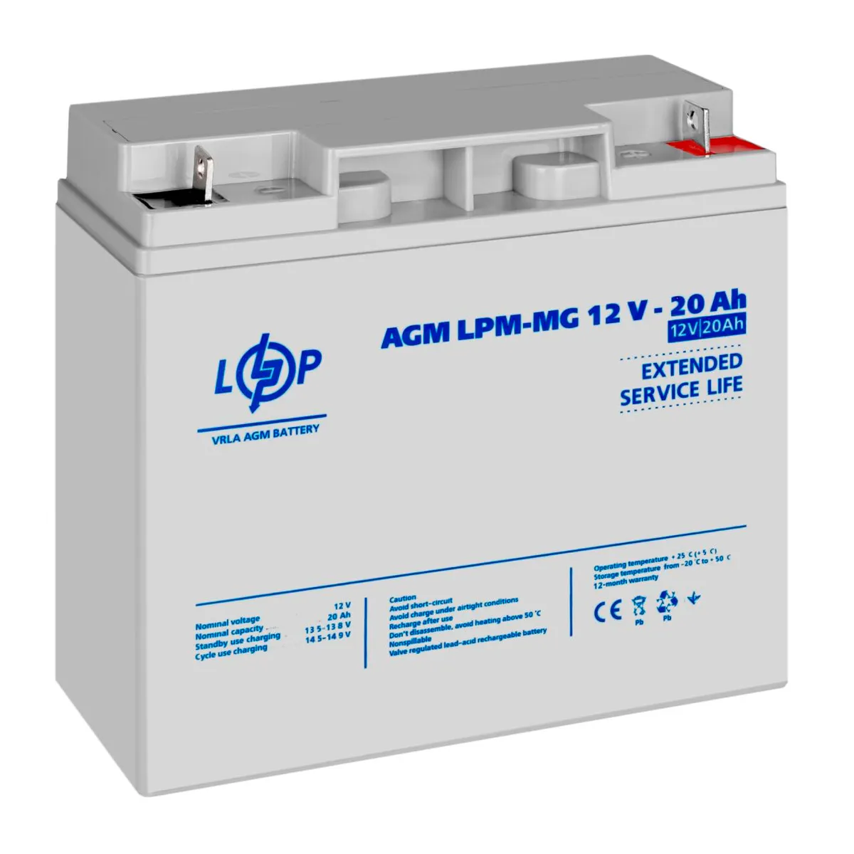 Акумуляторна батарея LogicPower 12V 20AH (LPM-MG 12 - 20 AH) AGM мультигель  - мініатюра 4