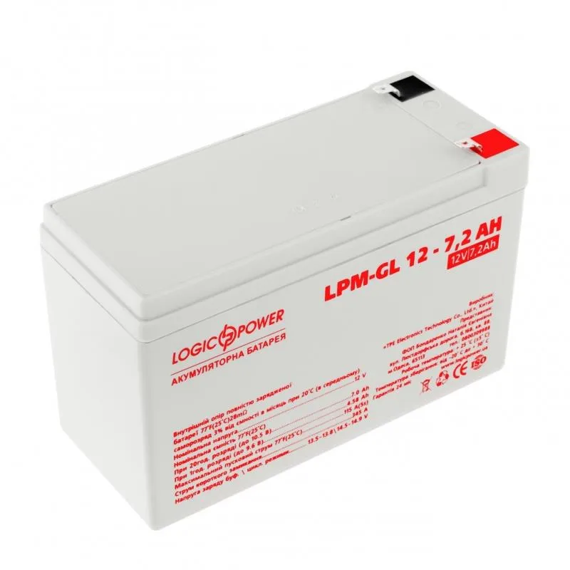 Акумуляторна батарея LogicPower 12V 7.2AH (LPM-GL 12 - 7.2 AH) GEL - мініатюра 2