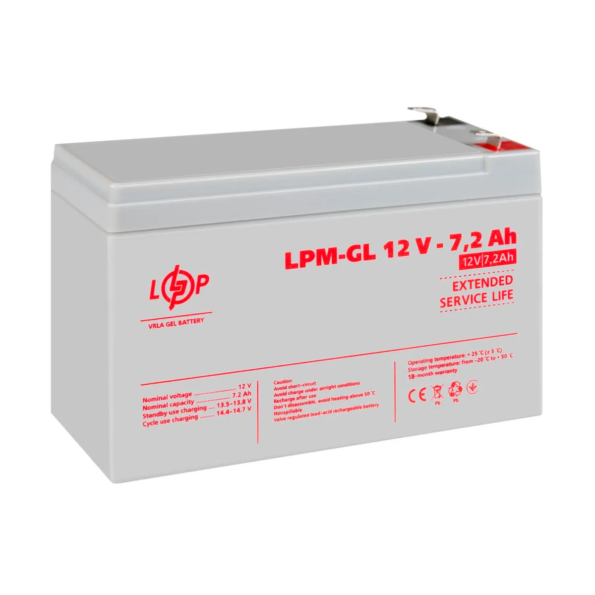 Акумуляторна батарея LogicPower 12V 7.2AH (LPM-GL 12 - 7.2 AH) GEL - мініатюра 4
