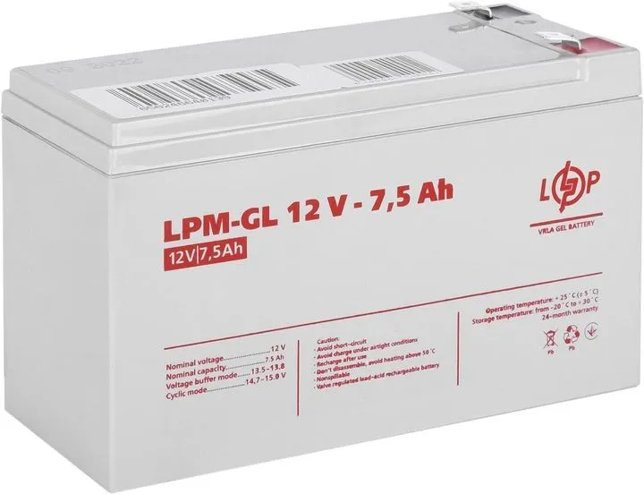 Акумуляторна батарея LogicPower 12V 7.5AH (LPM-GL 12 - 7.5 AH) GEL - мініатюра 2
