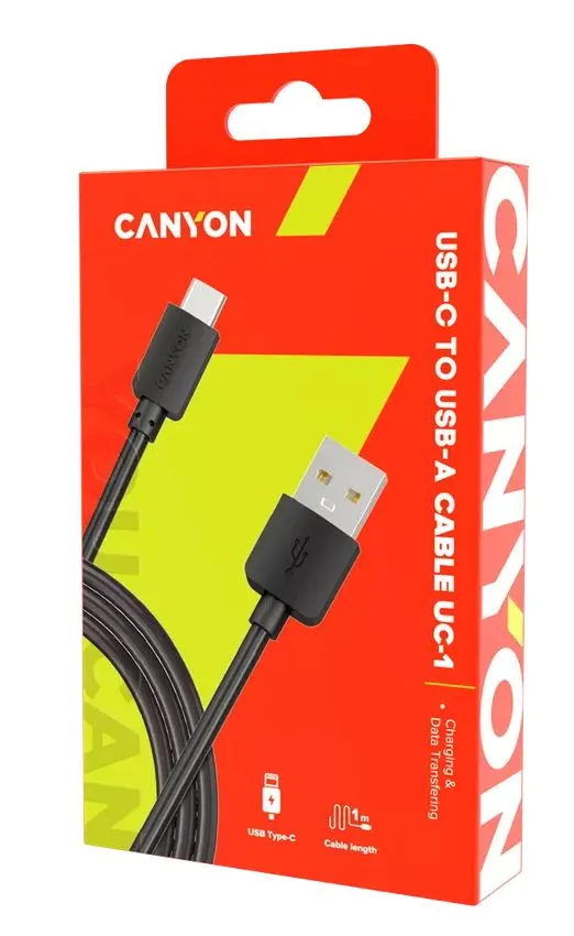 Кабель Canyon USB - USB Type-C (M/M), 1 м, Black (CNE-USBC1B) - зображення 1