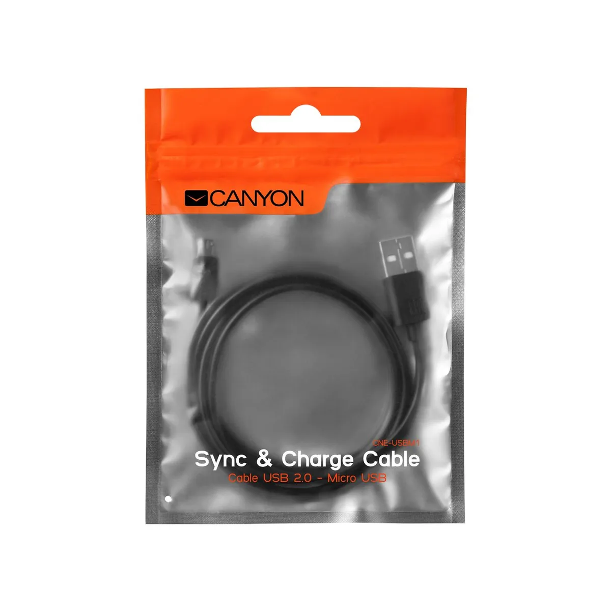 Кабель Canyon USB - MicroUSB (M/M) 1 м, Black (CNE-USBM1B) - мініатюра 2