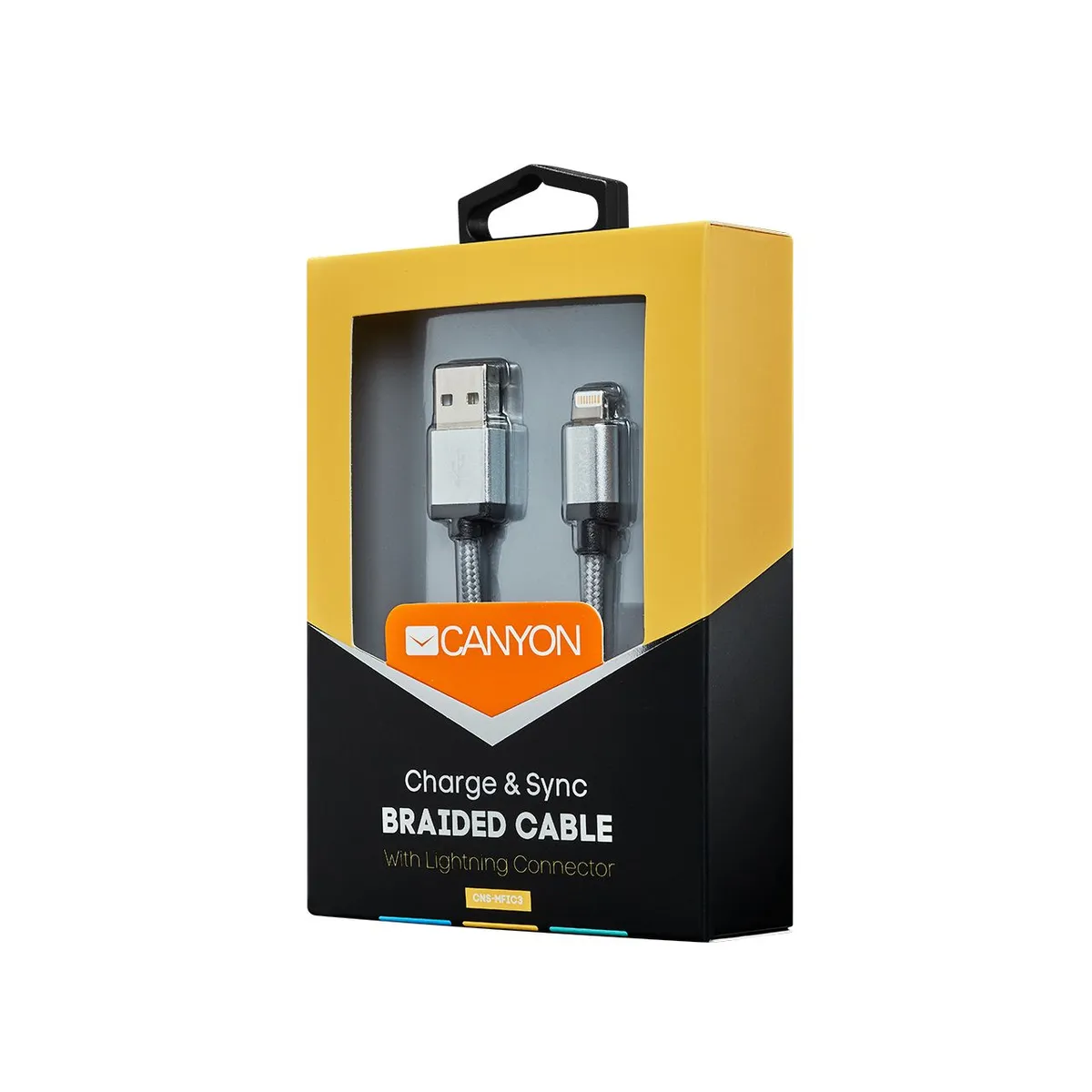 Кабель Canyon USB - Lightning (M/M) 1 м, Dark Grey (CNS-MFIC3DG) - мініатюра 2