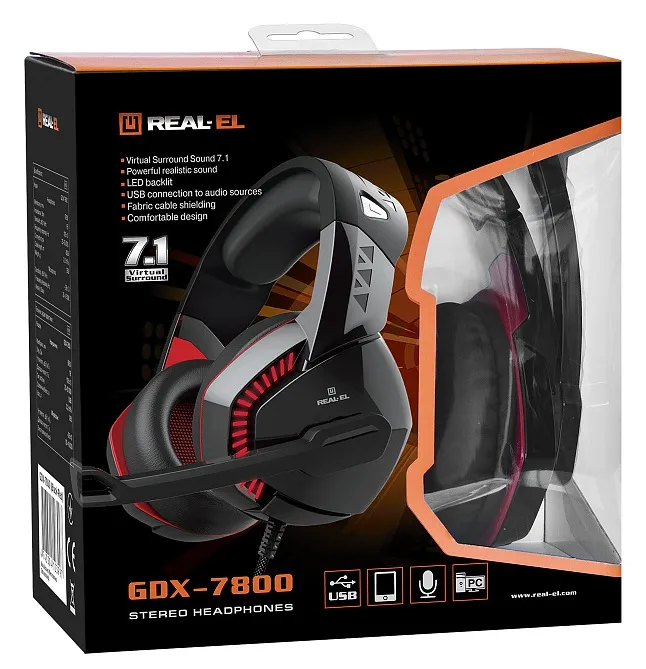 Гарнітура REAL-EL GDX-7800 Black/Red - мініатюра 8