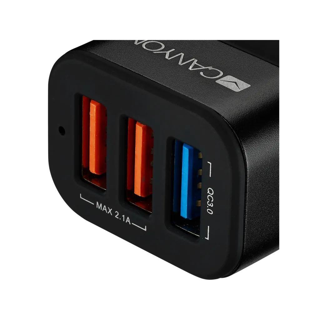 Автомобильний зарядний пристрій Canyon (3USB, 2.1A) Black (CNE-CCA07B) - мініатюра 2