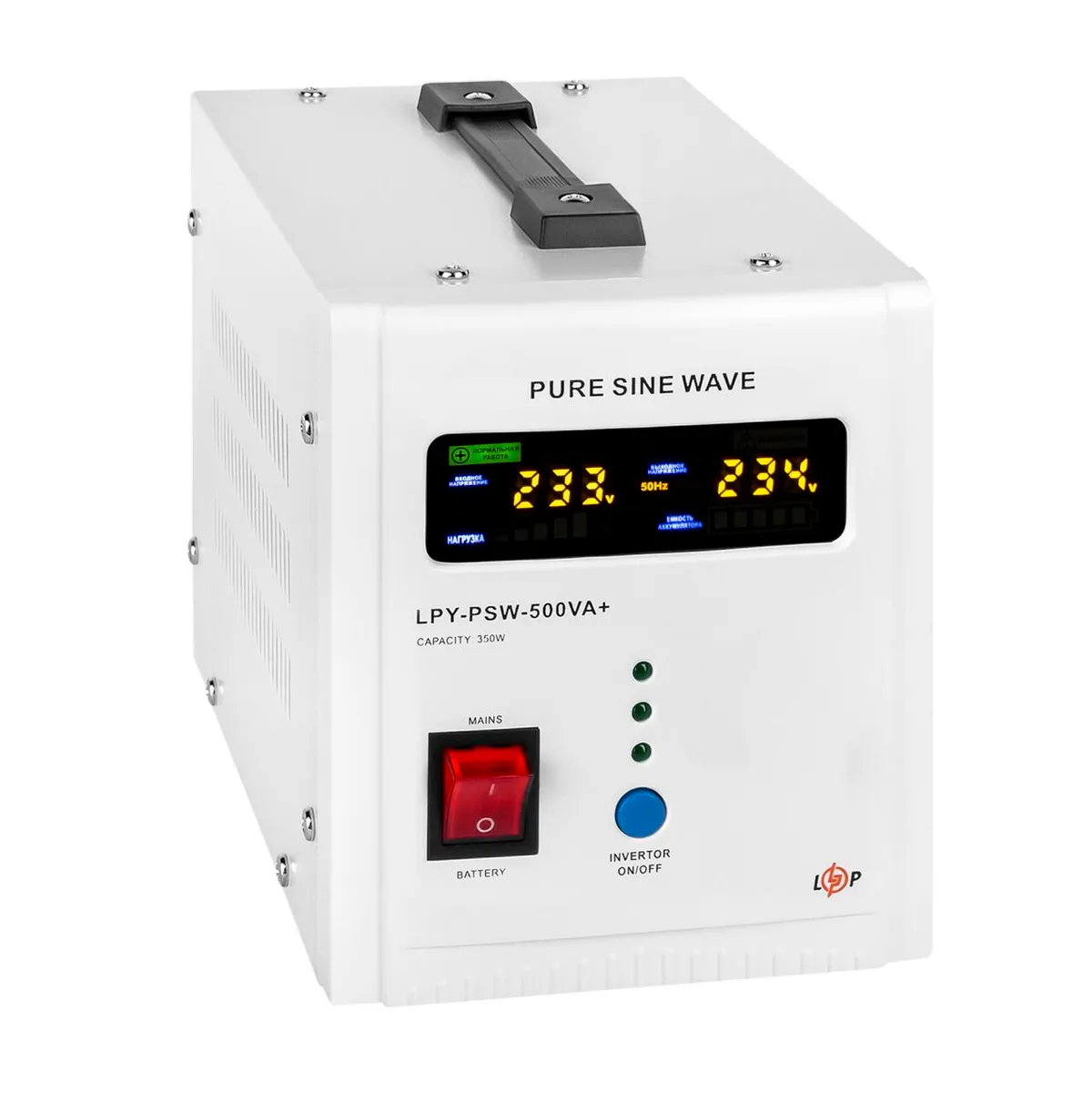 Джерело безперебійного живлення LogicPower LPY-PSW-500VA+, Lin.int., AVR, 2 x евро, LCD, метал, з правильною синусоїдою 12V - мініатюра 4