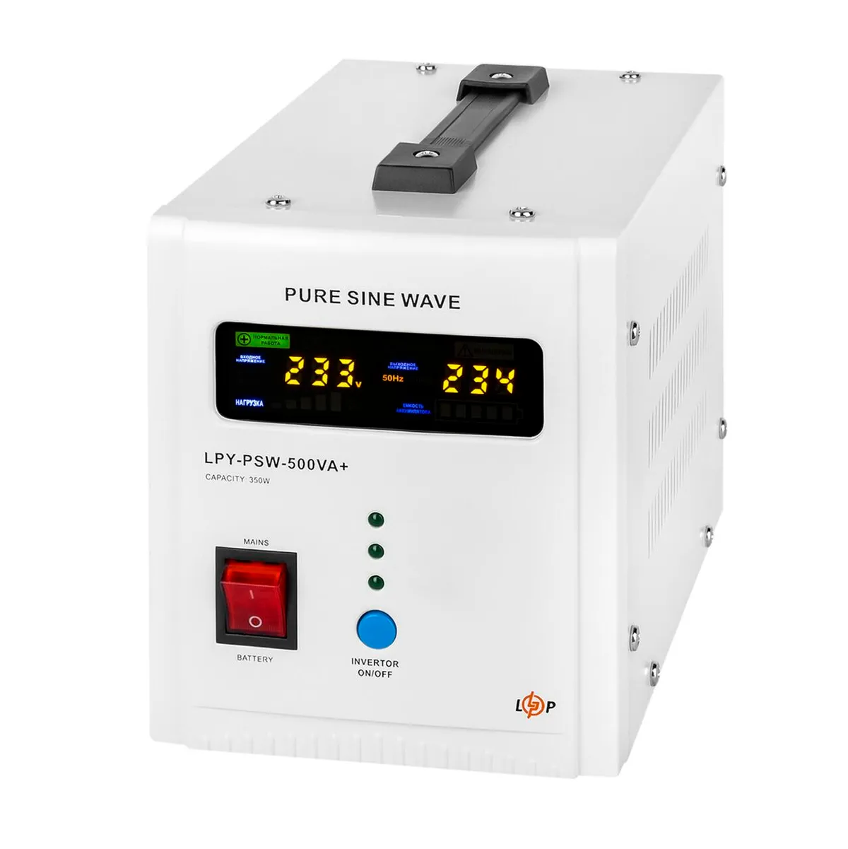 Джерело безперебійного живлення LogicPower LPY-PSW-500VA+, Lin.int., AVR, 2 x евро, LCD, метал, з правильною синусоїдою 12V - мініатюра 5