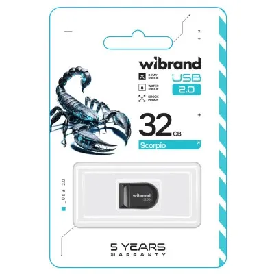 USB флеш накопичувач Wibrand 32GB Scorpio Black USB 2.0 (WI2.0/SC32M3B) - мініатюра 2