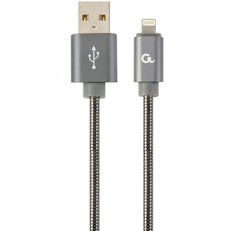 Кабель Cablexpert USB - Lightning (M/M), преміум, 1 м, сірий (CC-USB2S-AMLM-1M-BG) - мініатюра 2