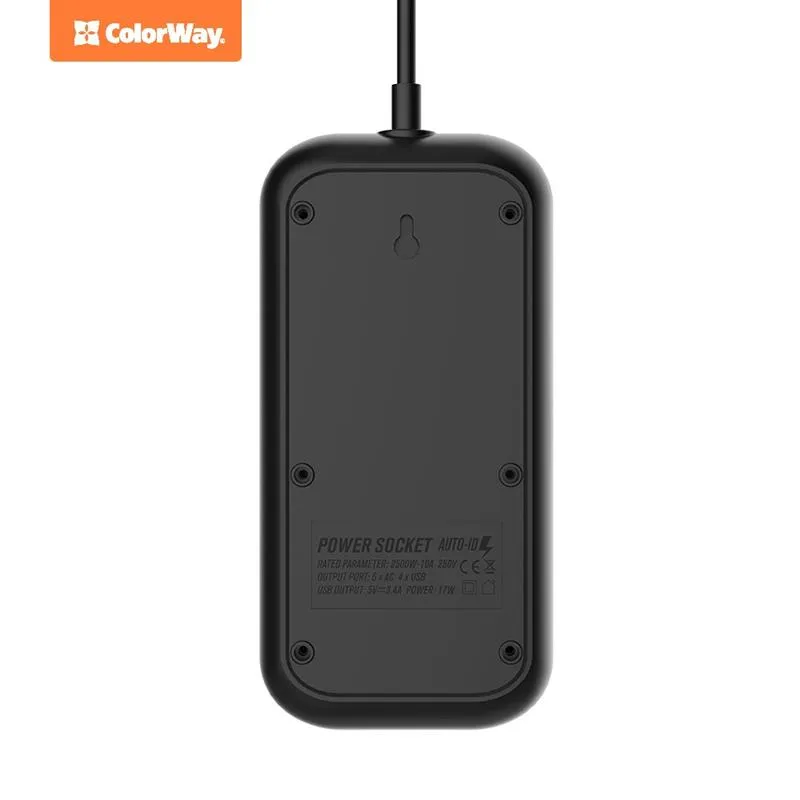 Фільтр живлення СolorWay (CW-CHE64B) 6 розеток, 4xUSB, 2м, Black - мініатюра 4