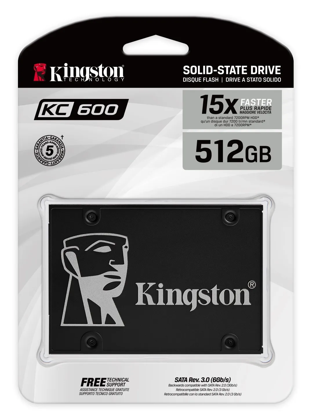 Накопичувач SSD  512GB Kingston KC600 2.5" SATAIII 3D TLC (SKC600/512G) - мініатюра 4