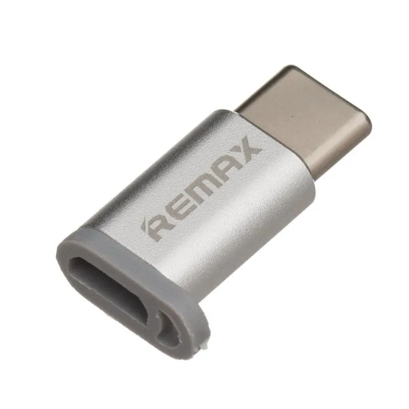Адаптер Remax Feliz micro USB - USB Type-C (F/M) Silver (6954851289791) - зображення 1