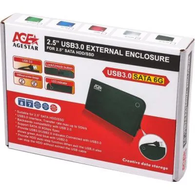 Зовнішня кишеня  USB3.0 для HDD SATA 2,5" AgeStar 3UB2A14 (White) - мініатюра 2