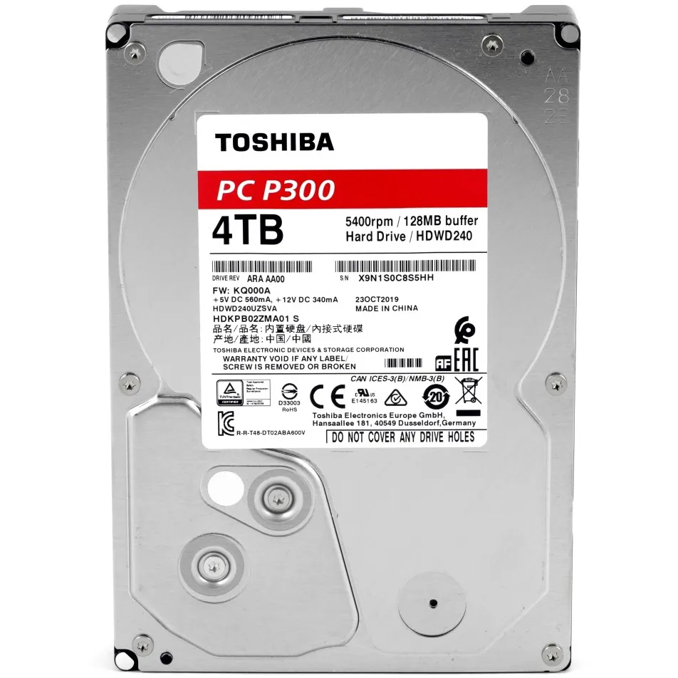 Накопичувач HDD SATA 4.0TB Toshiba P300 5400rpm 128MB (HDWD240UZSVA) - мініатюра 3