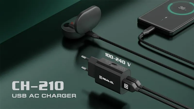 Кабель REAL-EL Premium Fabric USB - USB Type-C (M/M), 2 м, Black (EL123500047) - мініатюра 6