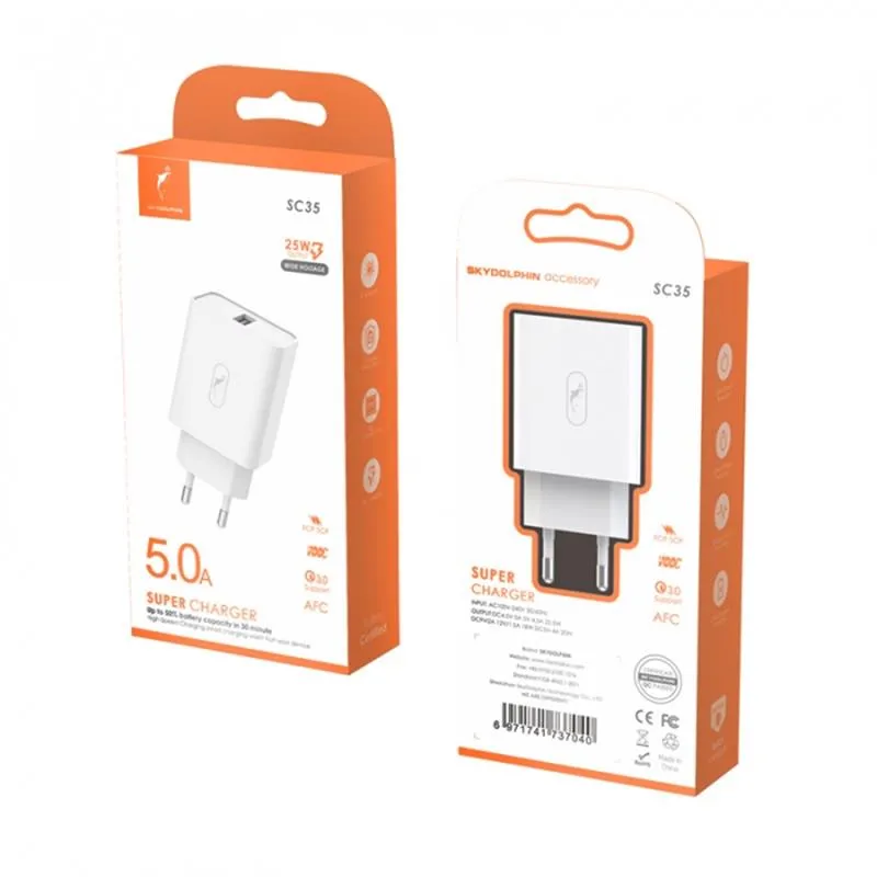 Зарядний пристрій SkyDolphin SC35 QC3.0 (1USB, 5A) White (SDMZP-000115) - мініатюра 3