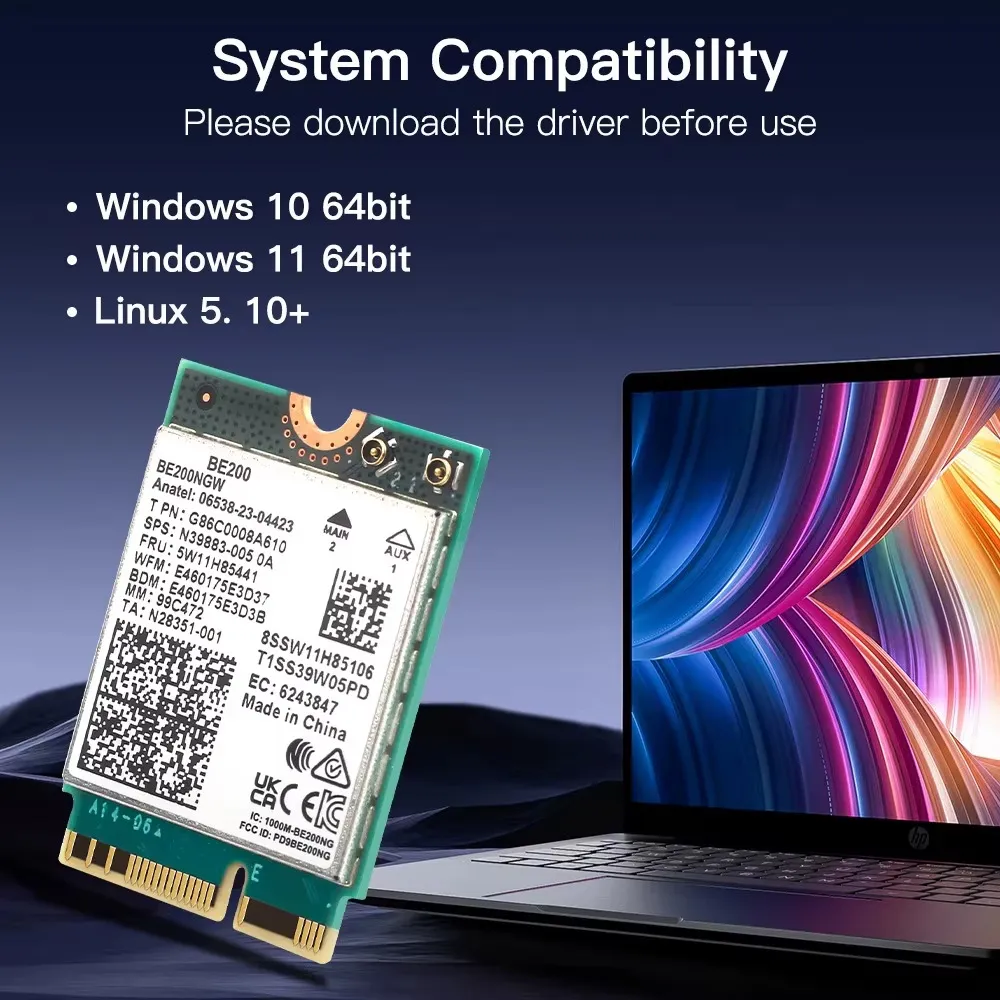 Бездротовий адаптер Fenvi BE200NGW + антенний кабель - мініатюра 5