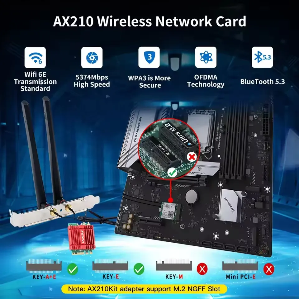Бездротовий адаптер Fenvi AX210NGW Kit - мініатюра 6