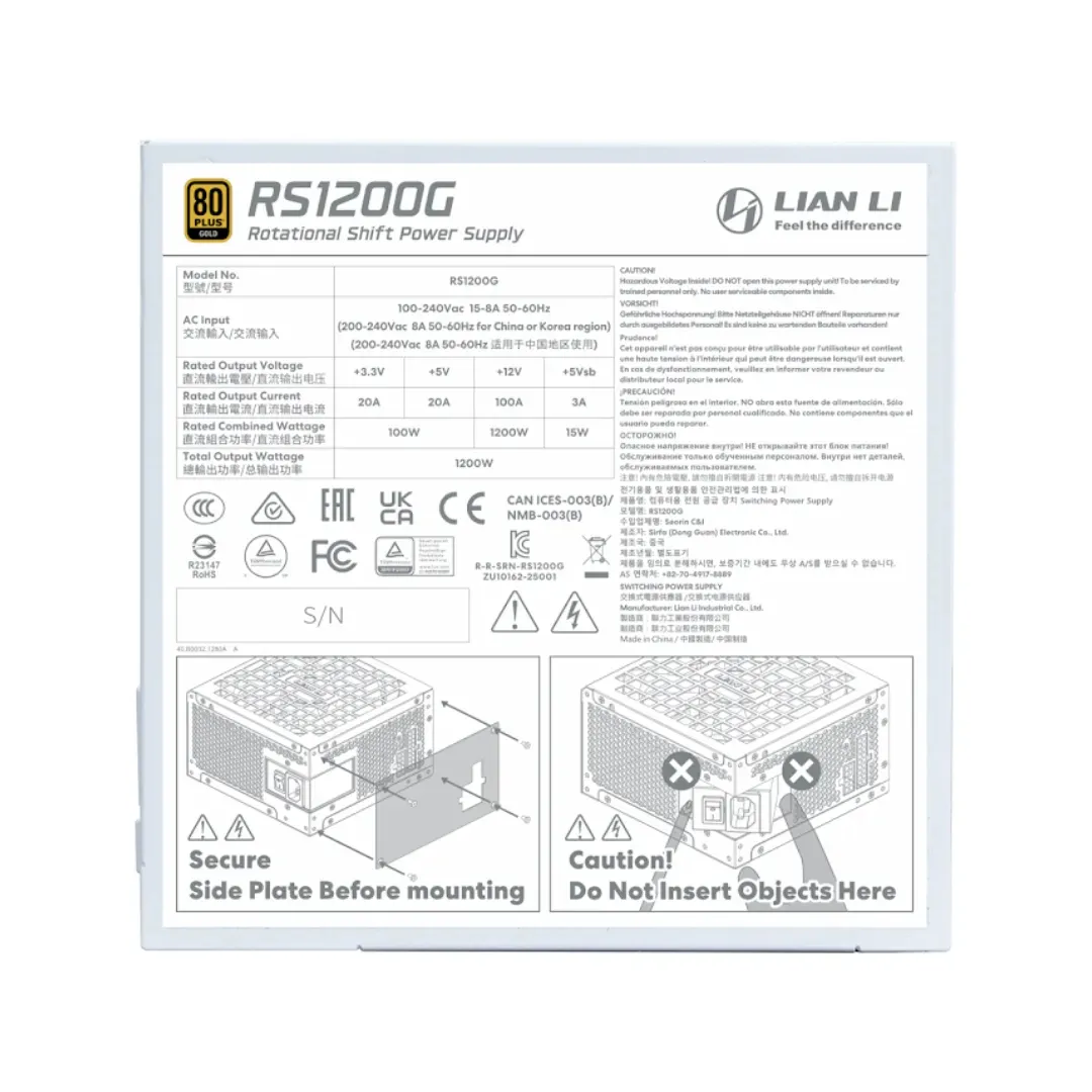 Блок живлення Lian Li RS Gold 1200 White with Hub, EU Cord (G9P.RS1200G.WH00.EU) - мініатюра 3