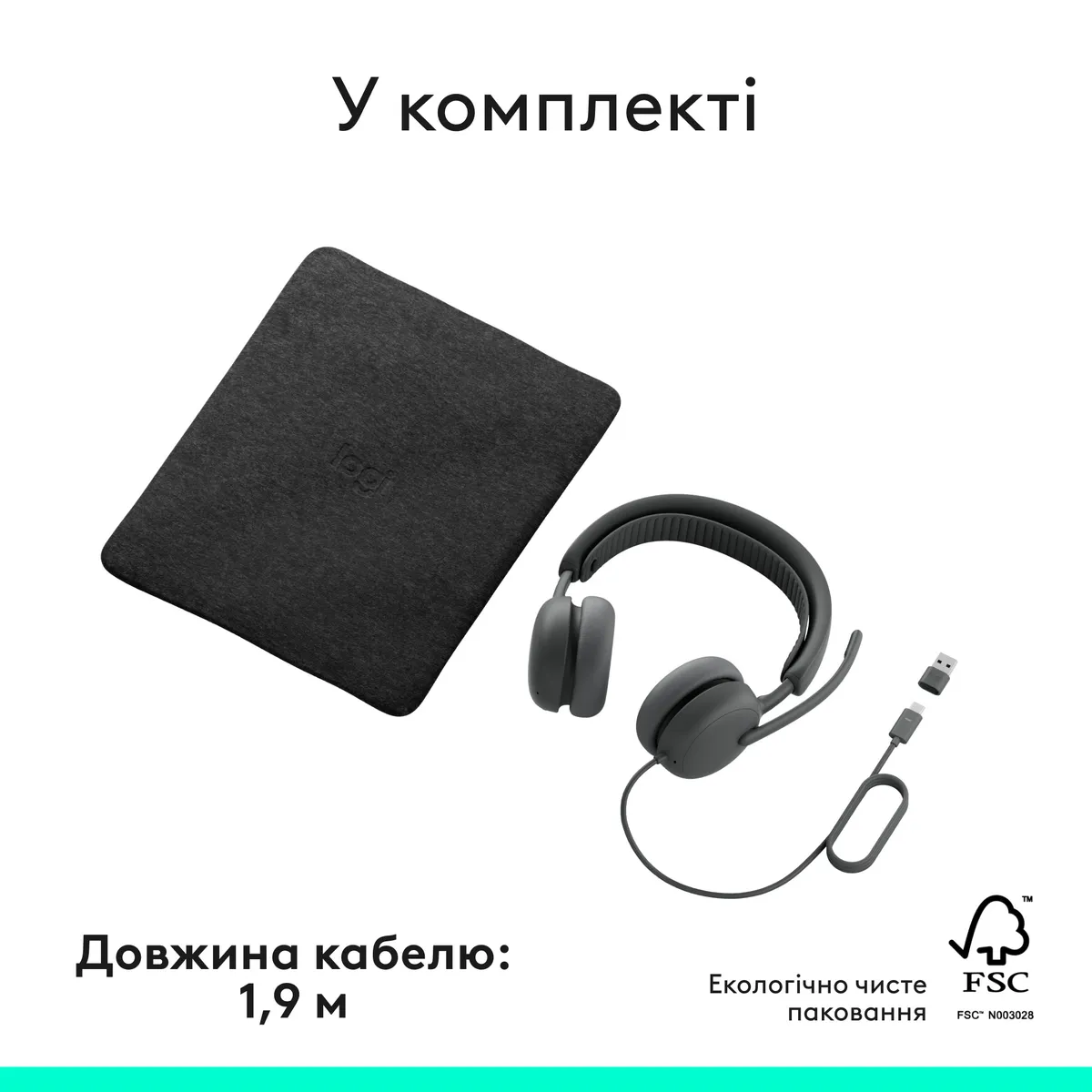 Гарнітура Logitech Zone Wired 2 USB Graphite (981-001619) - мініатюра 10