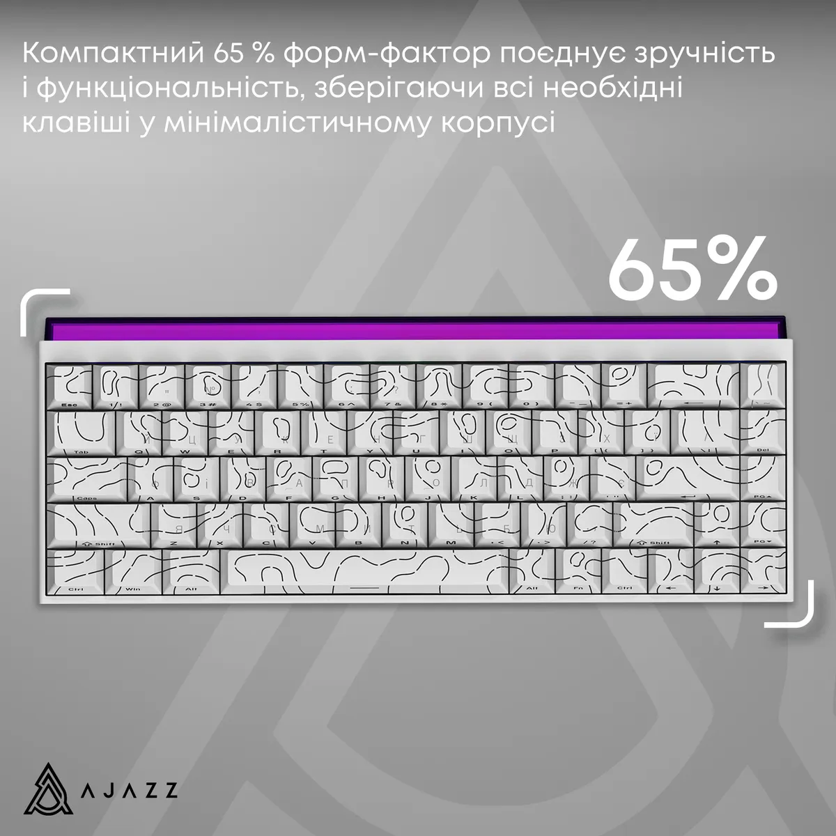 Клавіатура Ajazz NK68 Red Switch White USB-C (NK68-R-S-W) - мініатюра 13