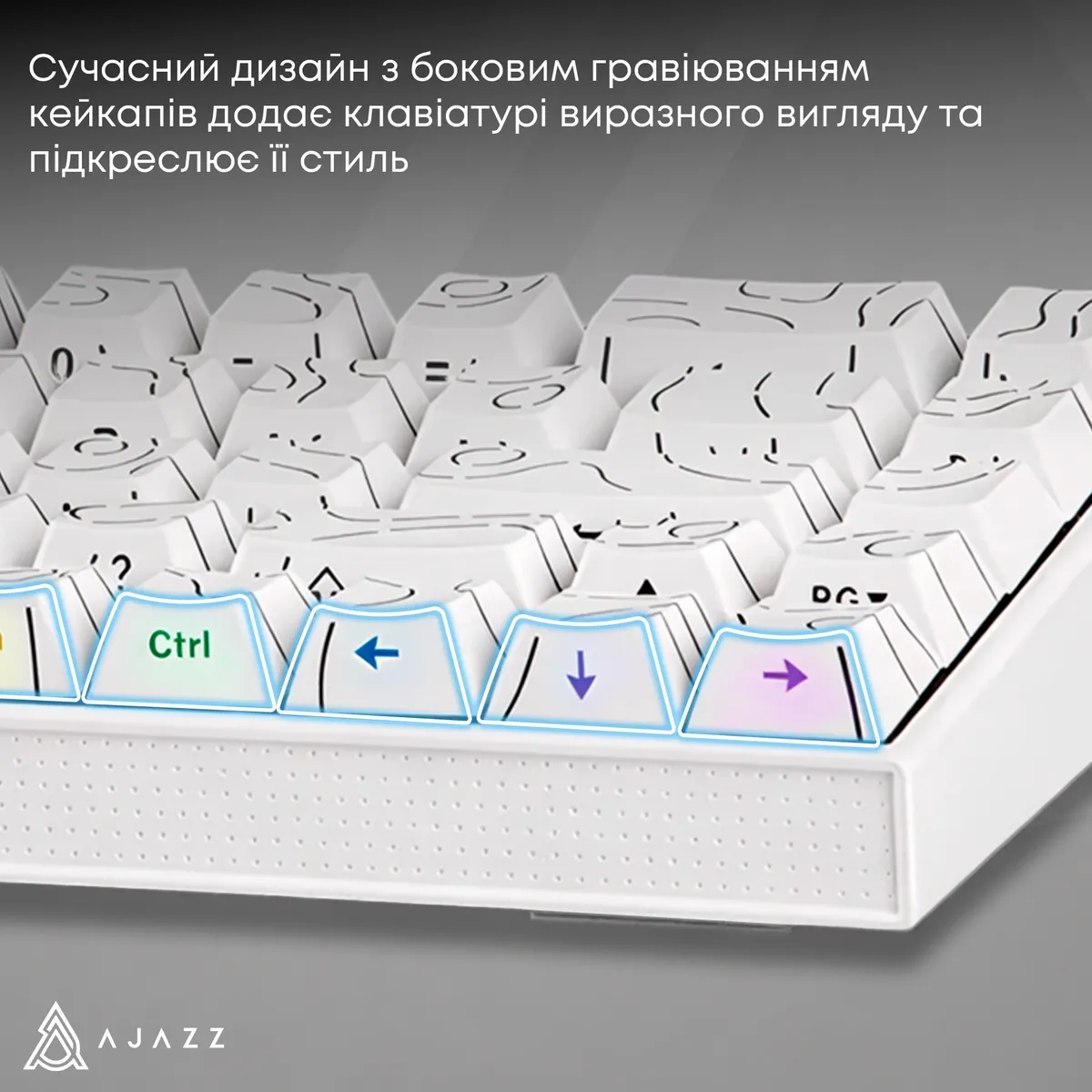 Клавіатура Ajazz NK68 Red Switch White USB-C (NK68-R-S-W) - мініатюра 14