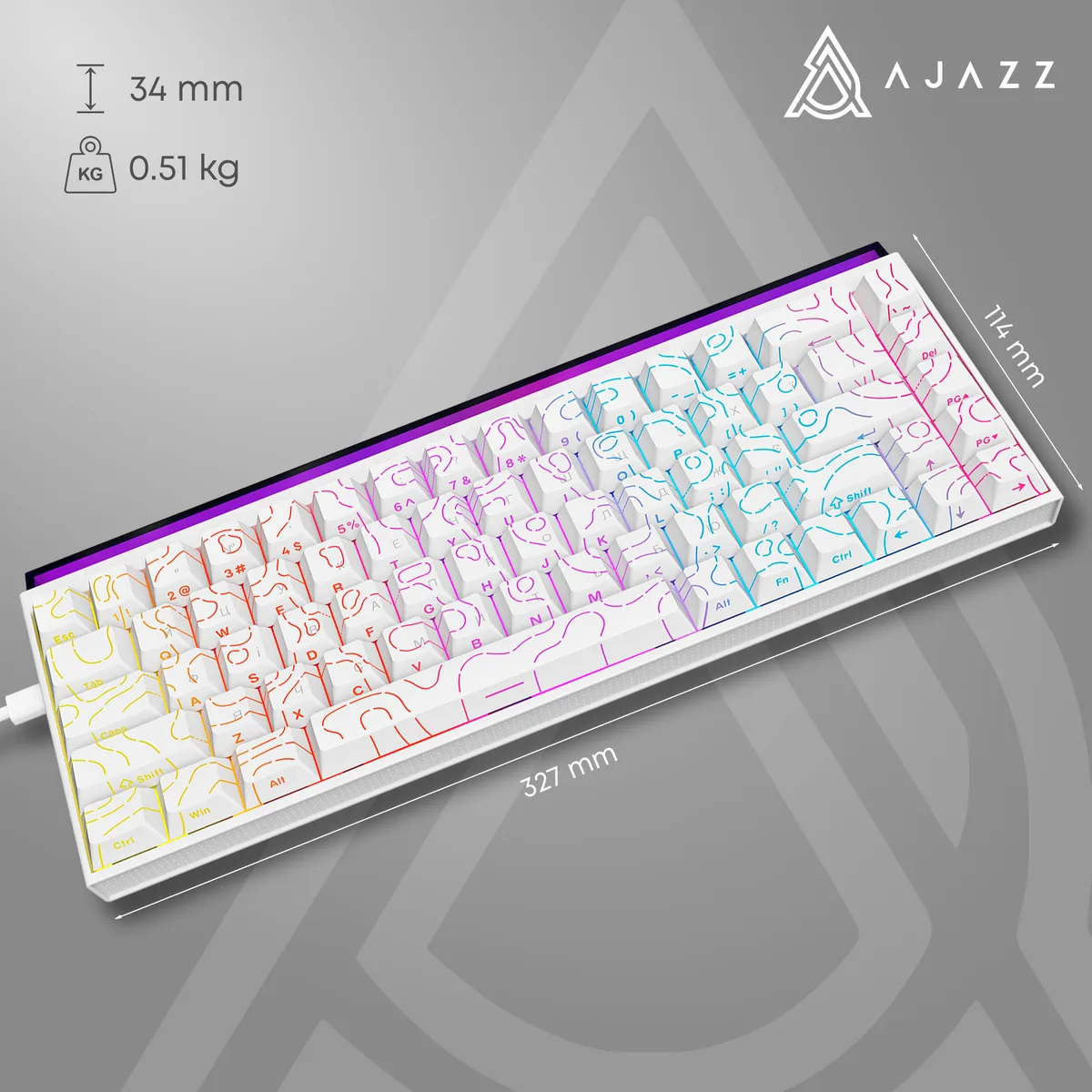 Клавіатура Ajazz NK68 Red Switch White USB-C (NK68-R-S-W) - мініатюра 15