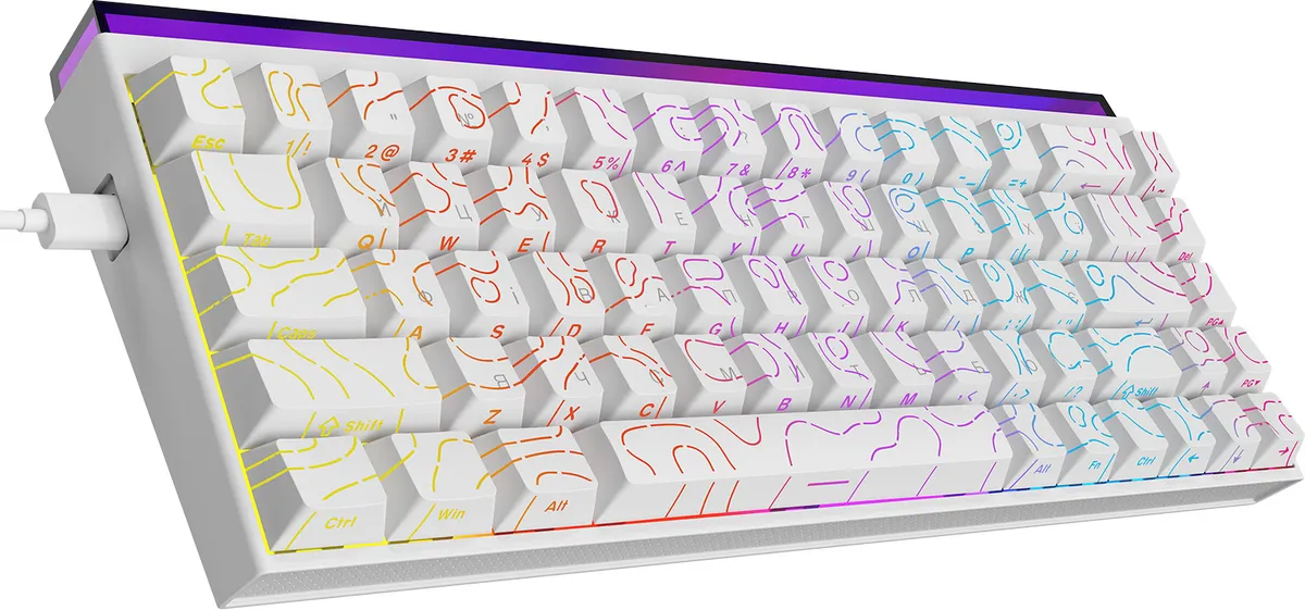 Клавіатура Ajazz NK68 Red Switch White USB-C (NK68-R-S-W) - мініатюра 4