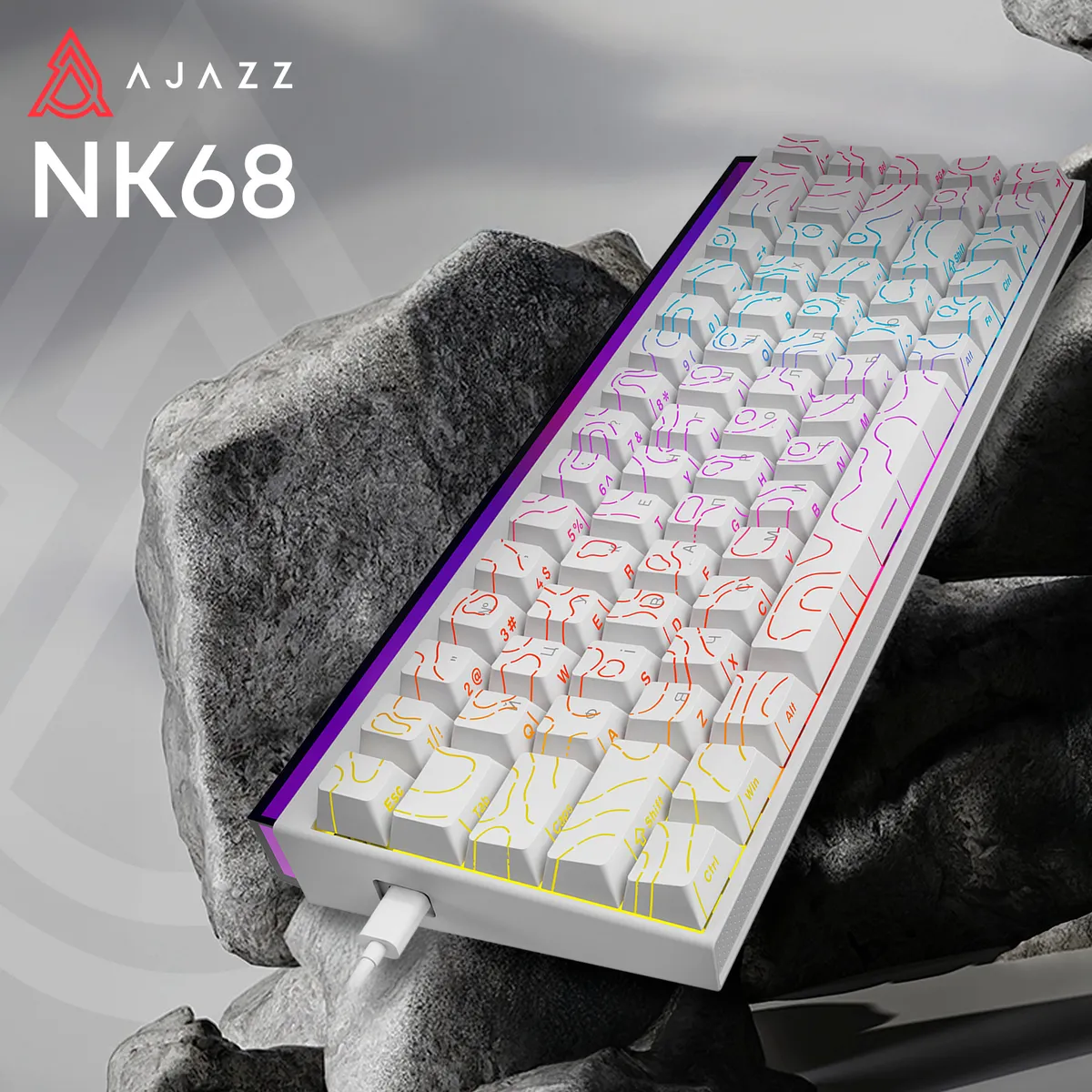 Клавіатура Ajazz NK68 Red Switch White USB-C (NK68-R-S-W) - мініатюра 6