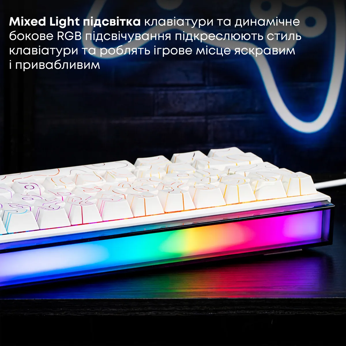 Клавіатура Ajazz NK68 Red Switch White USB-C (NK68-R-S-W) - мініатюра 9