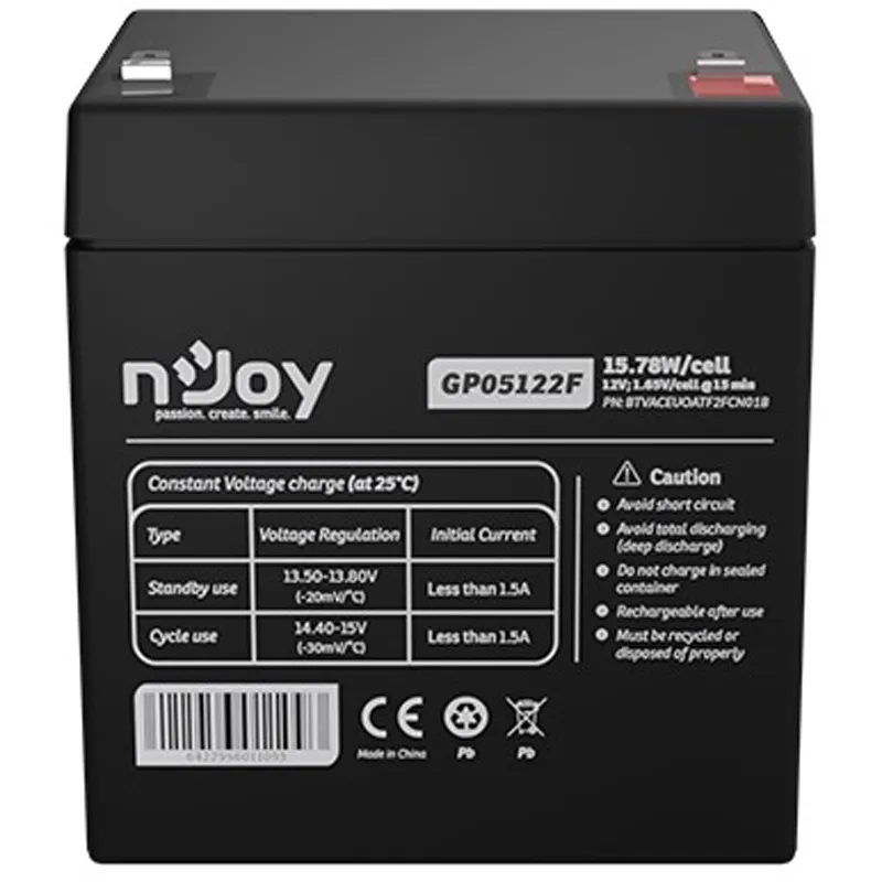 Акумуляторна батарея Njoy GP05122F 12V 5AH (BTVACEUOBTO2FCW01B) AGM - мініатюра 6