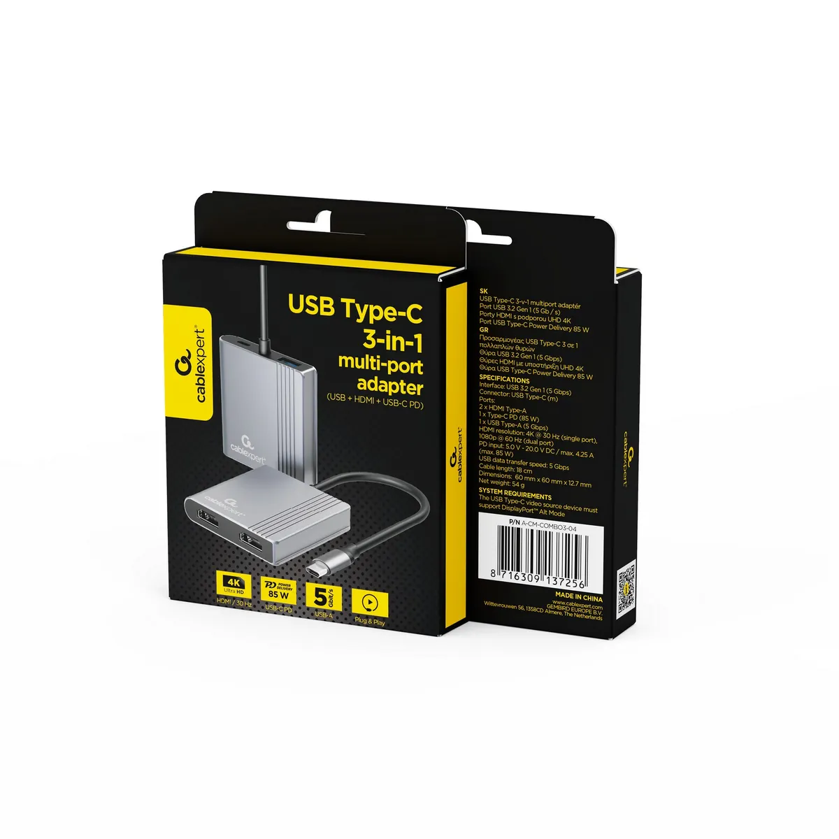 Док-станція Cablexpert USB-C 3-в-1 (A-CM-COMBO3-04) - мініатюра 5