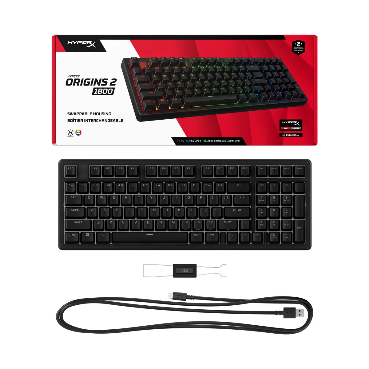 Клавіатура HyperX Origins 2 1800 HX Red USB Black (B4QS4AA) - мініатюра 5