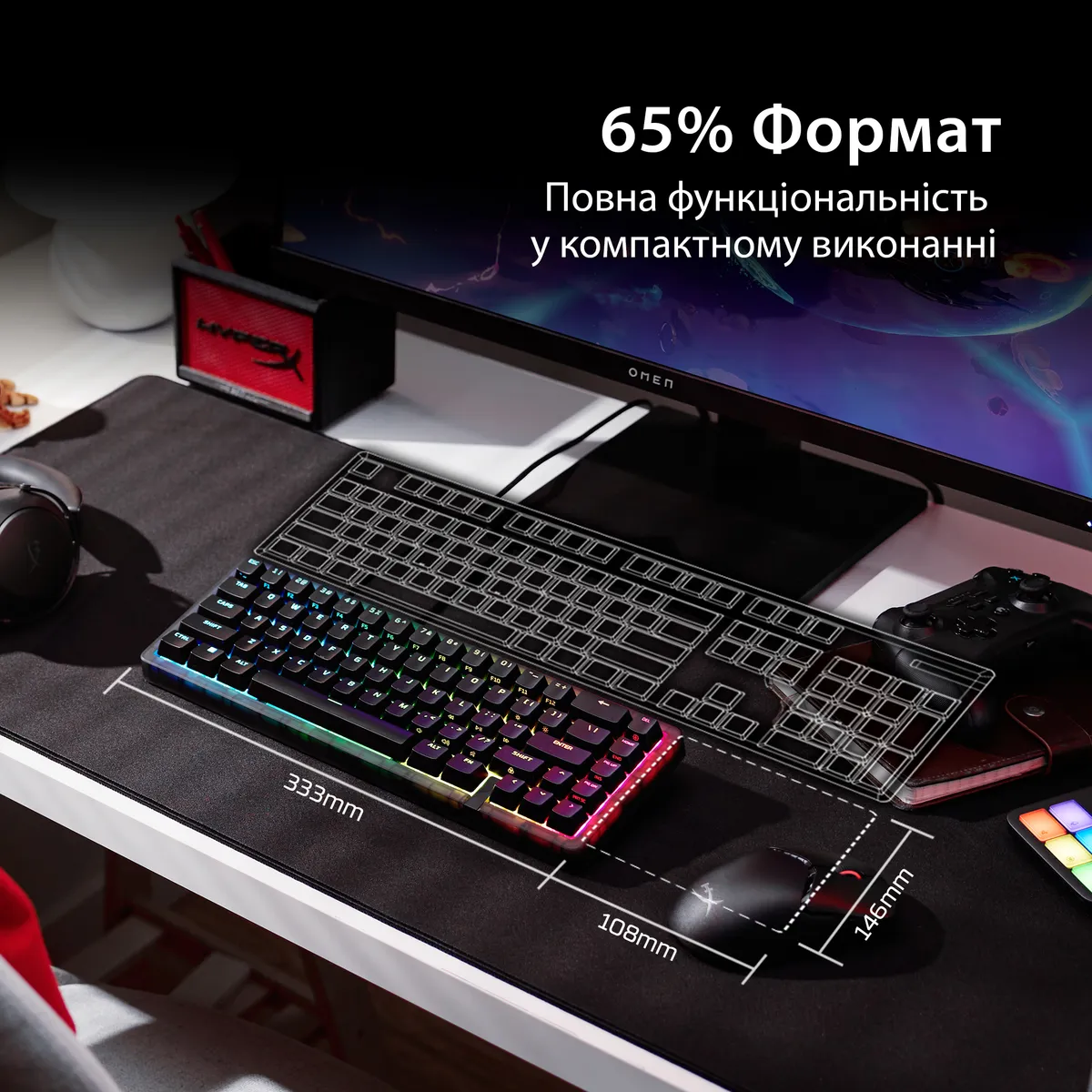 Клавіатура HyperX Origins 2 65 HX Red USB Black (B4QS3AA) - зображення 1