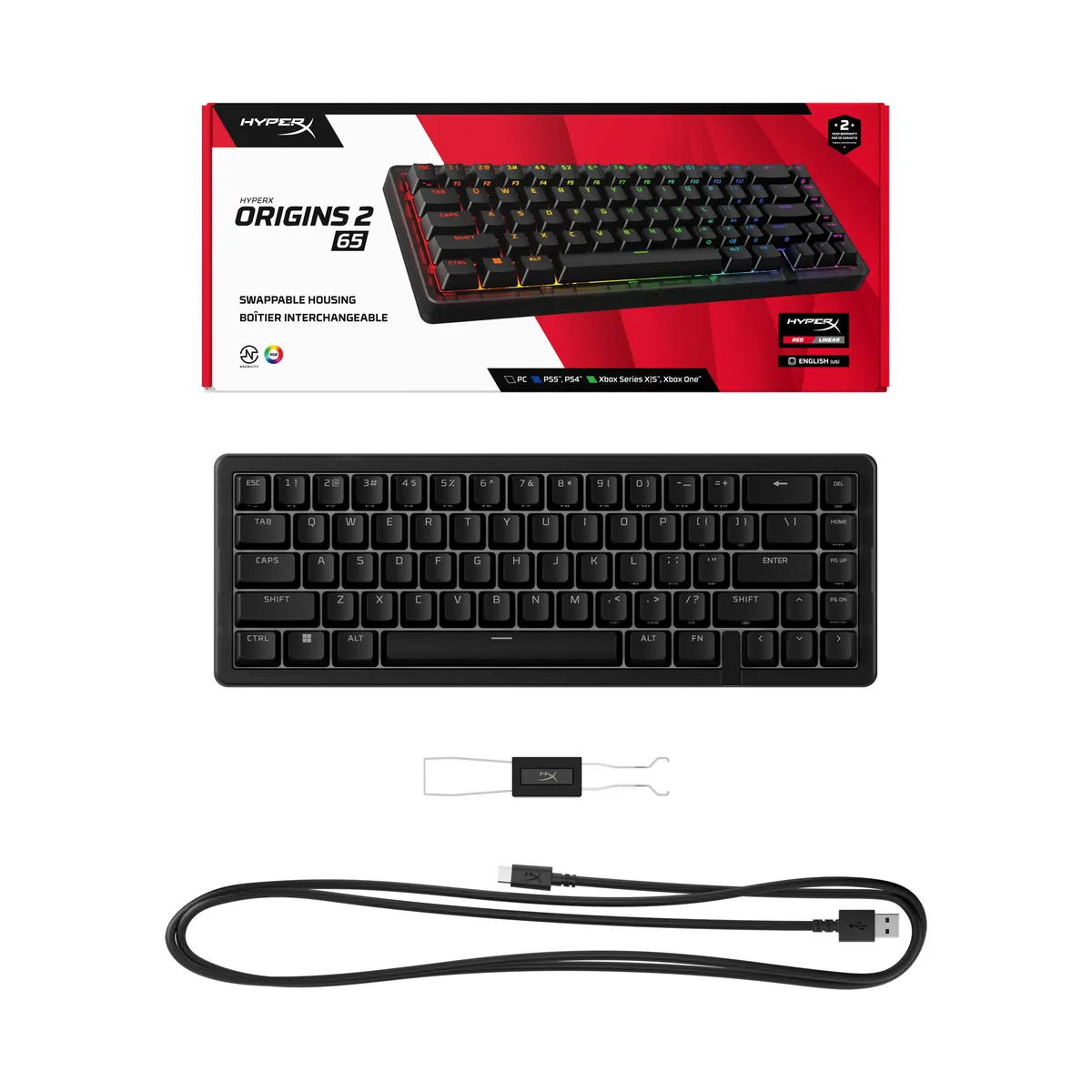 Клавіатура HyperX Origins 2 65 HX Red USB Black (B4QS3AA) - мініатюра 7