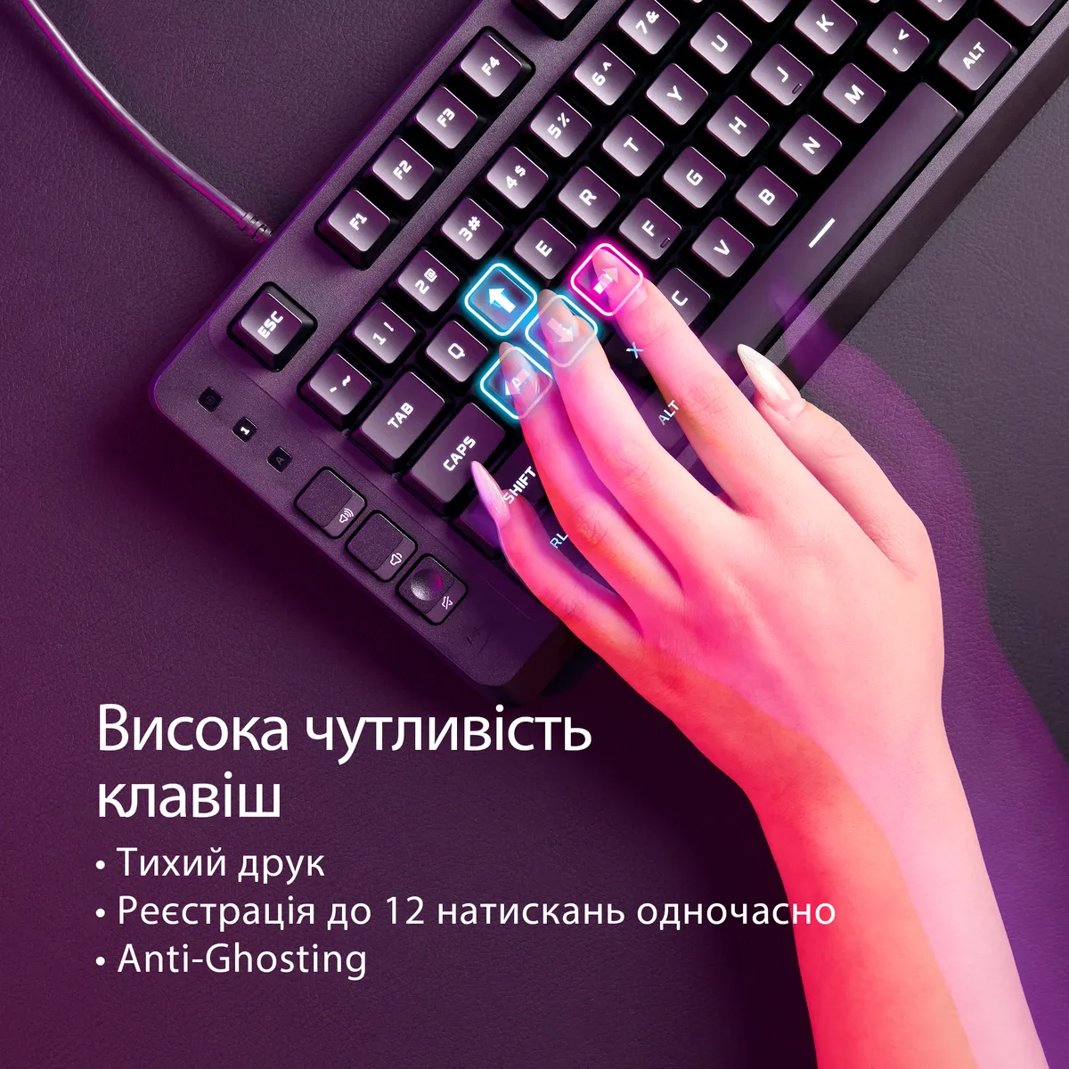 Клавіатура HyperX Eve 1800 USB Black (B7JE0AA) - мініатюра 2