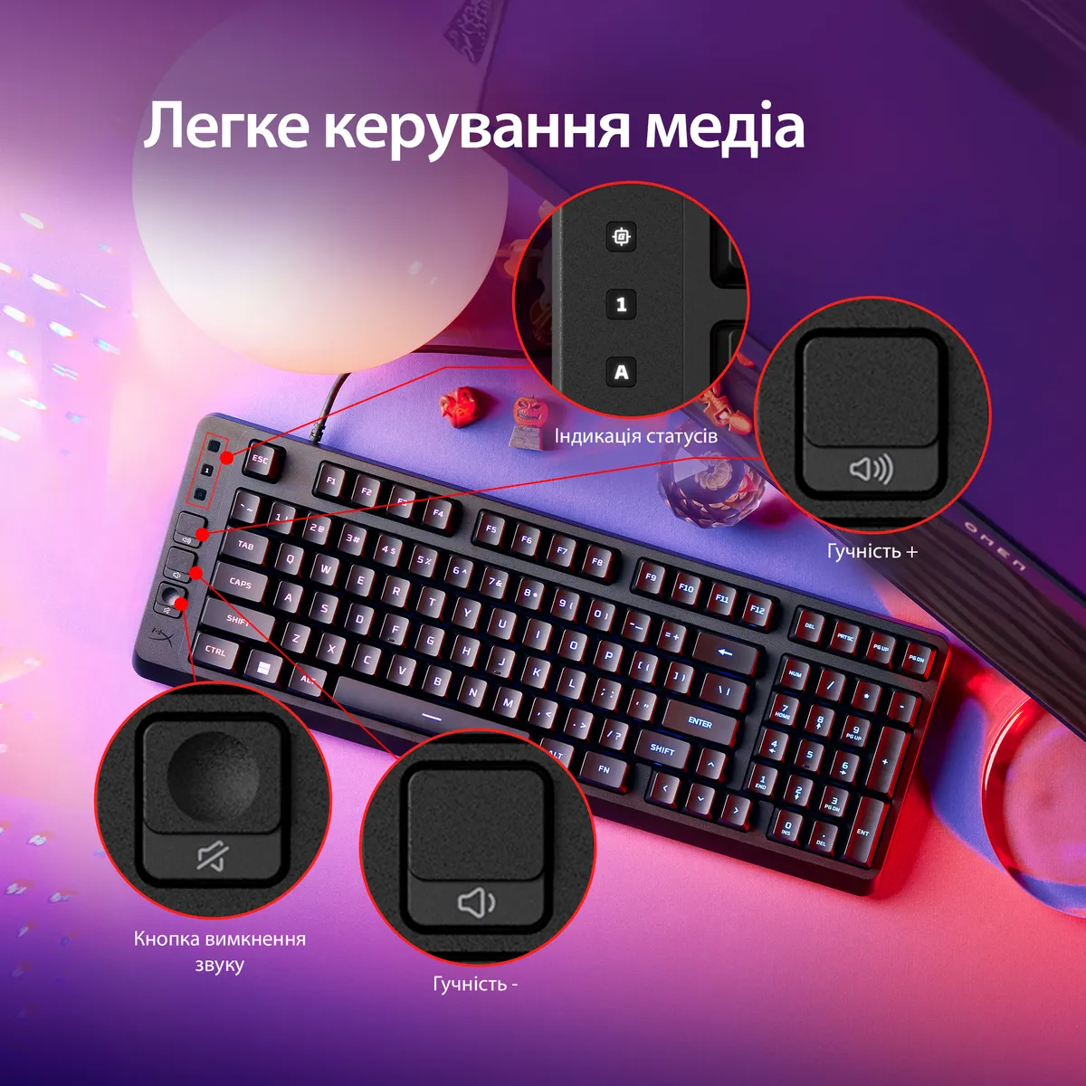 Клавіатура HyperX Eve 1800 USB Black (B7JE0AA) - мініатюра 4