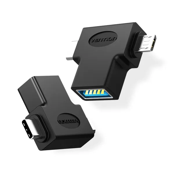 Адаптер Vention USB - USB Type-C + micro USB V 3.0 (F/M) Black (CDIB0) - зображення 1