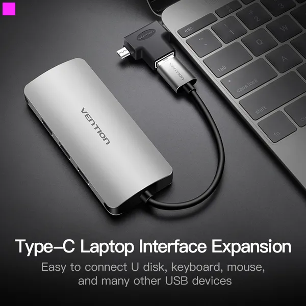 Адаптер Vention USB - USB Type-C + micro USB V 3.0 (F/M) Black (CDIB0) - мініатюра 4