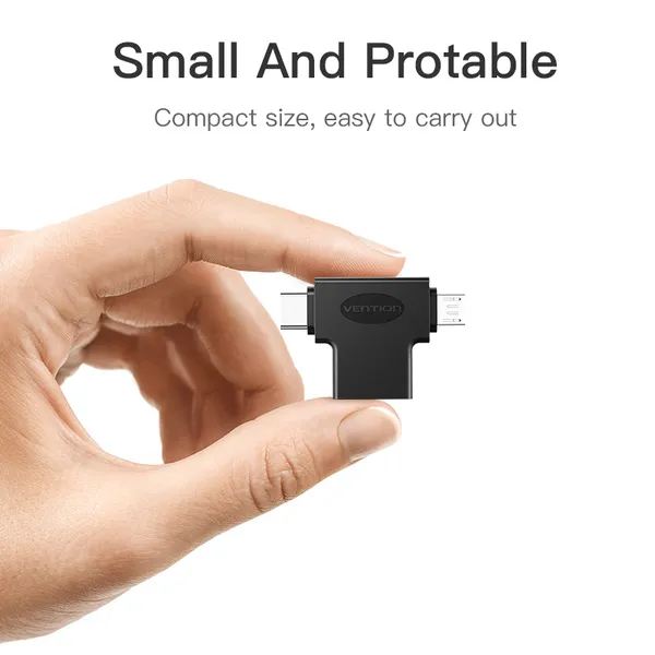 Адаптер Vention USB - USB Type-C + micro USB V 3.0 (F/M) Black (CDIB0) - мініатюра 5