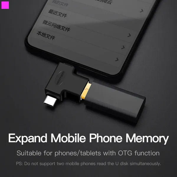 Адаптер Vention USB - USB Type-C + micro USB V 3.0 (F/M) Black (CDIB0) - мініатюра 7