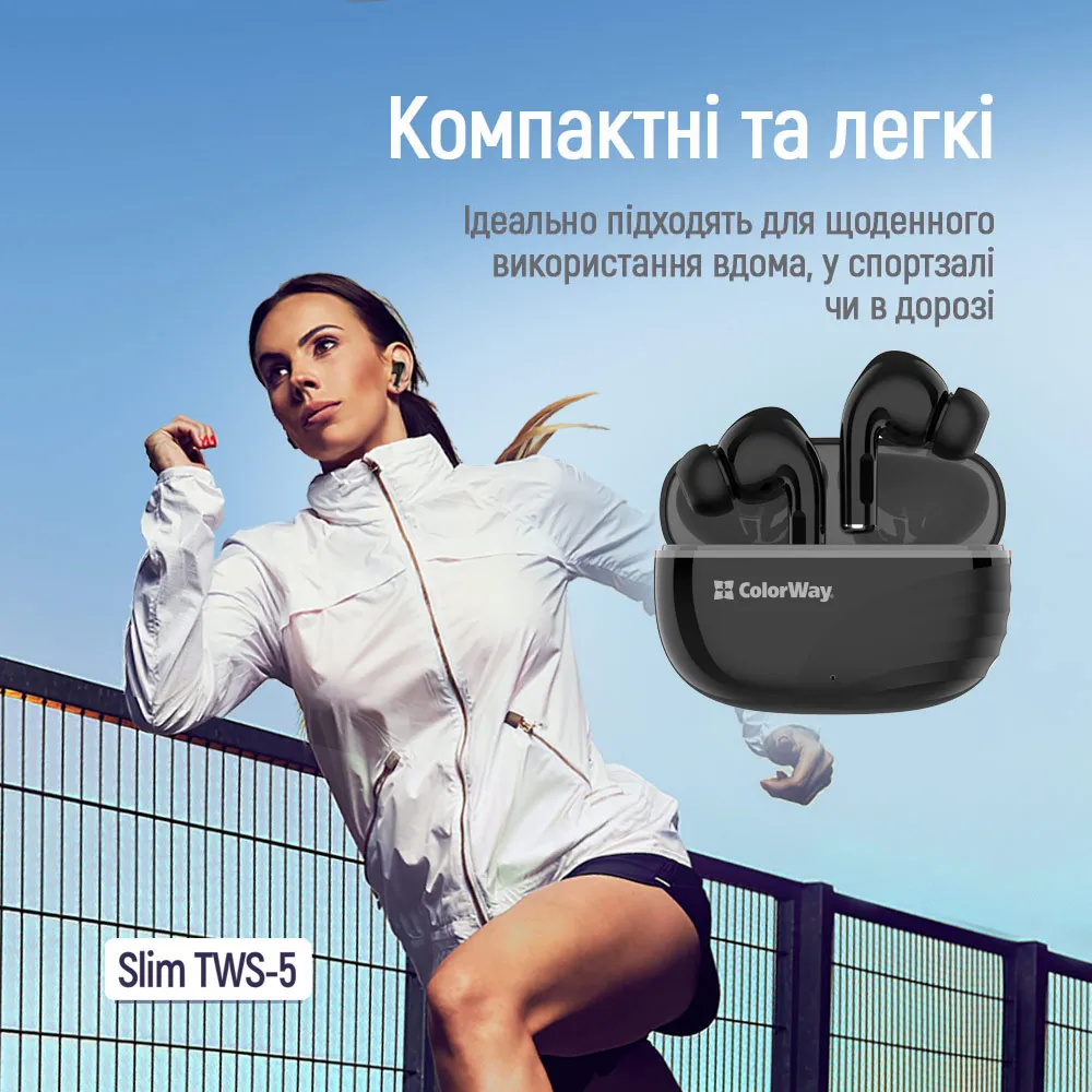 Bluetooth-гарнітура СolorWay Slim TWS-5 Earbuds Black (CW-TWS5BK) - зображення 1