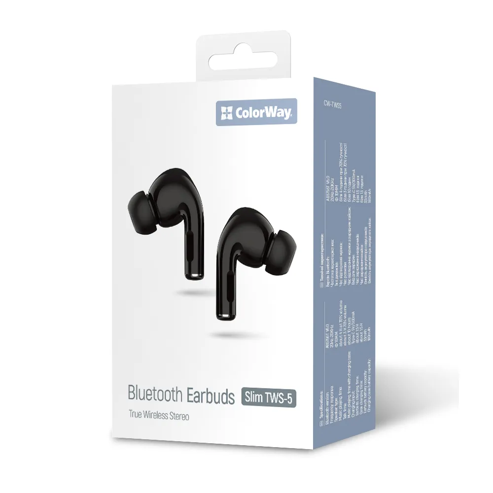 Bluetooth-гарнітура СolorWay Slim TWS-5 Earbuds Black (CW-TWS5BK) - мініатюра 14